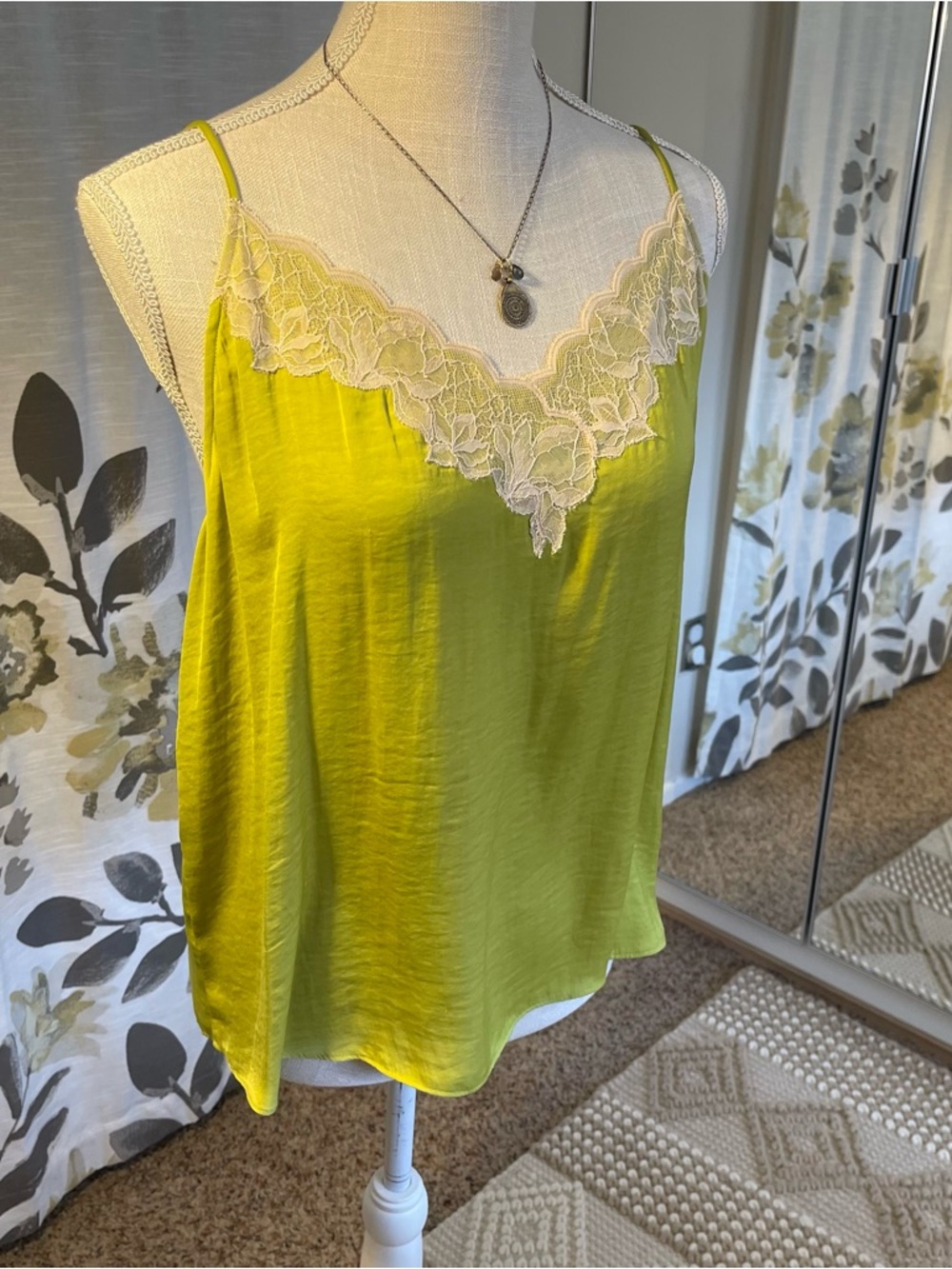 Witchy Vibes Lime Green Lace Trim Satin Fairy Whimsigoth Chemise Layer - Picture 6 of 9